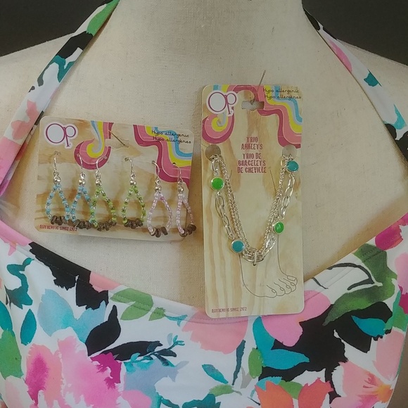 NWT OP Trio of Anklets and Trio of Beaded Earrings Boho - Picture 6 of 8